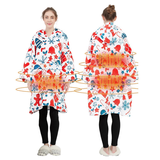 USB Electric Large Size Heated Hoodie Blanket Electric Wearable Warming Sleeping Bag for Adults Outdoor Indoor Camping